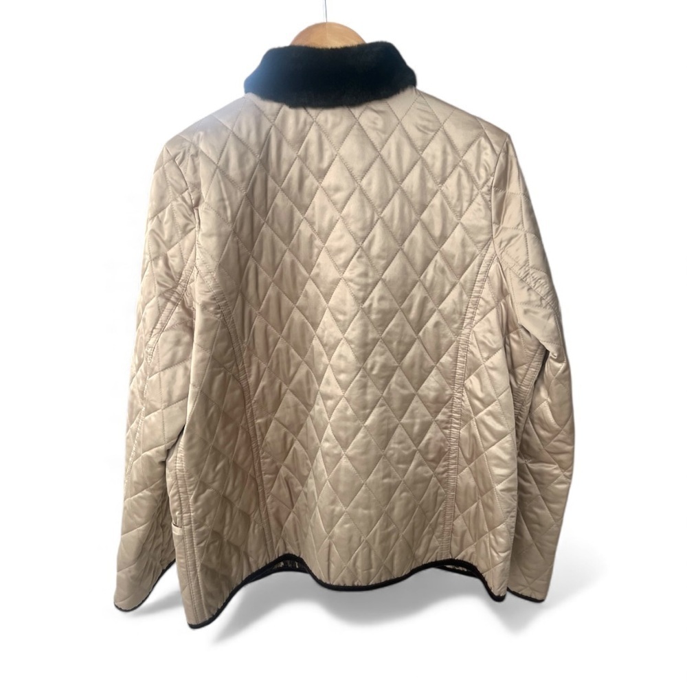 Charter Club Gold Quilted Puffer Jacket | Faux Fur Collar - Picture 9 of 11